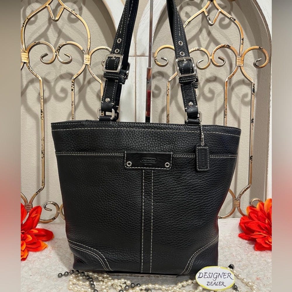 Authentic COACH Hamilton Black Leather Tote 13089